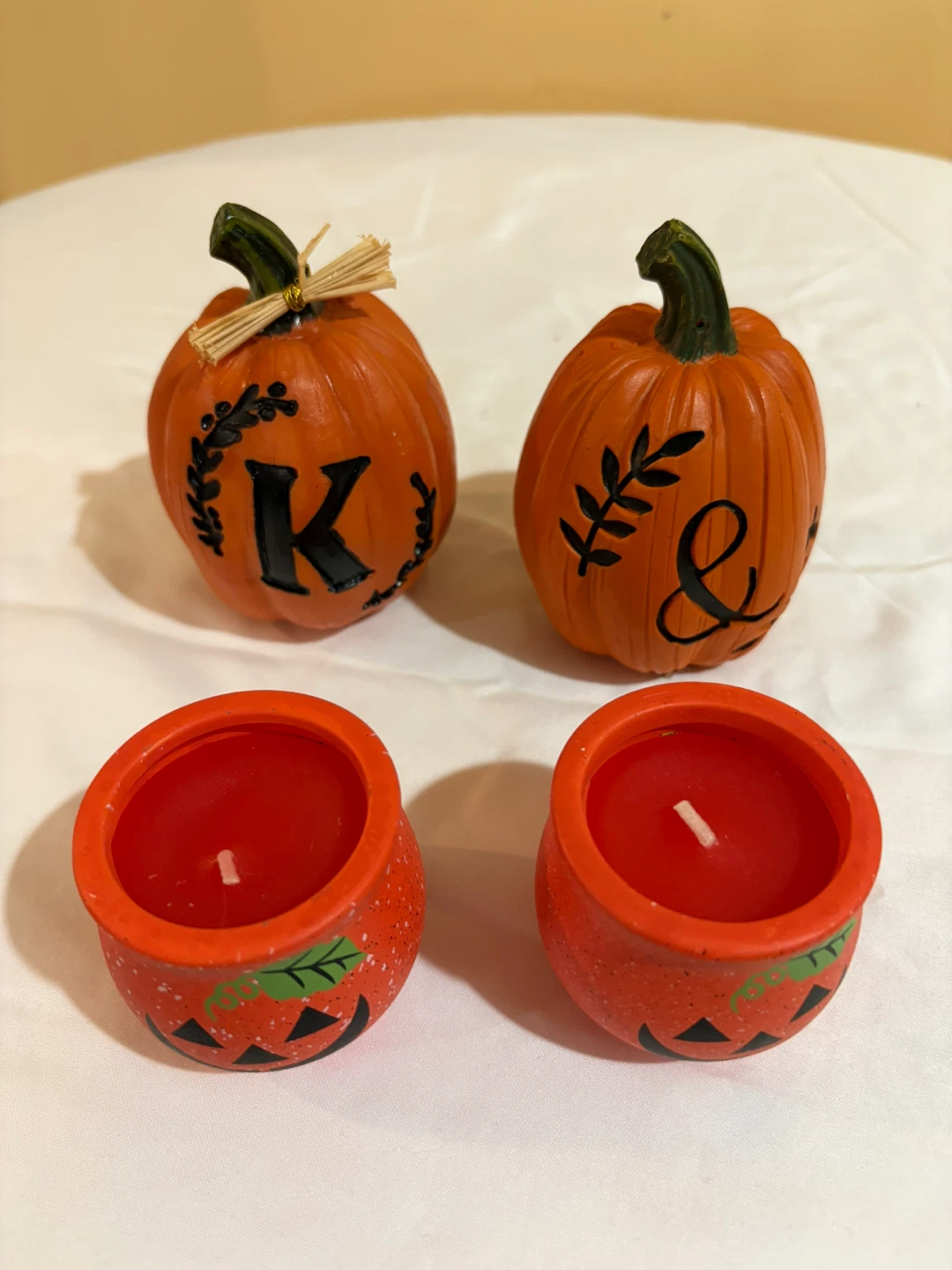 Set of Two Halloween Pumpkin Candle Holders - photo 2