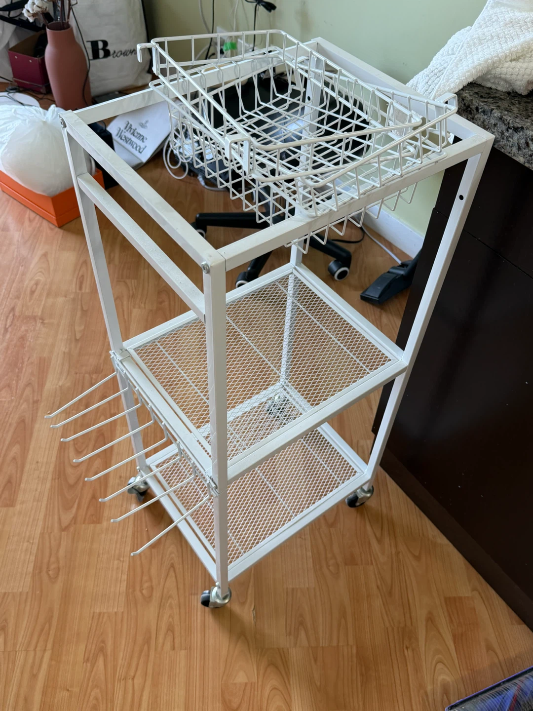 White Metal Storage Rolling Cart - photo 2