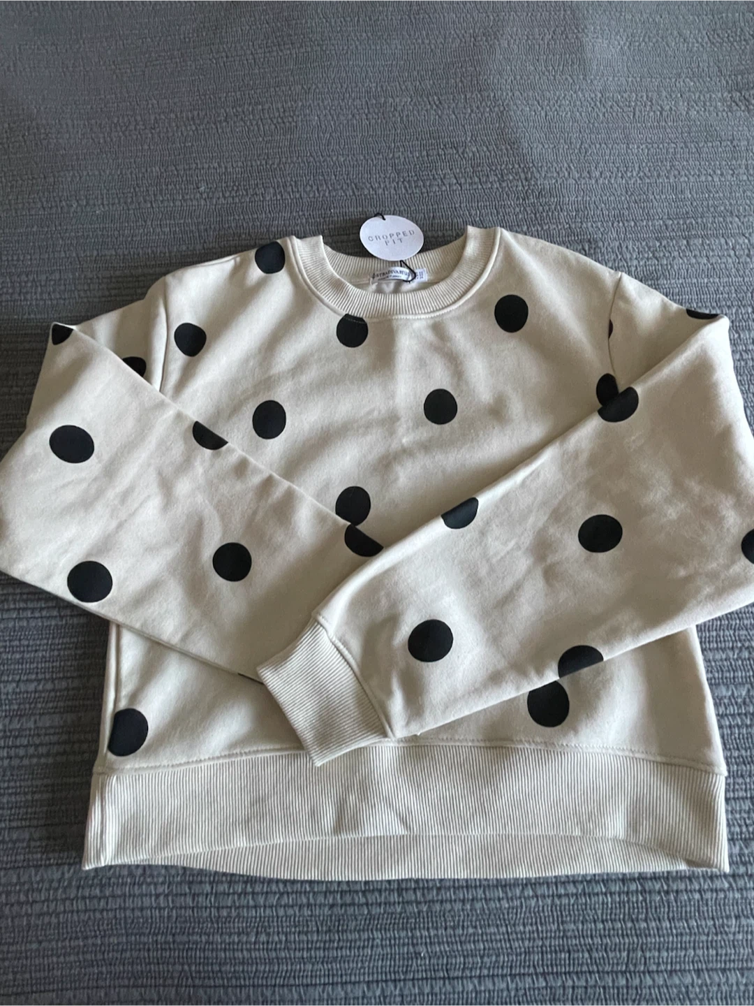 Stradivarius Polka Dot Cropped Sweatshirt