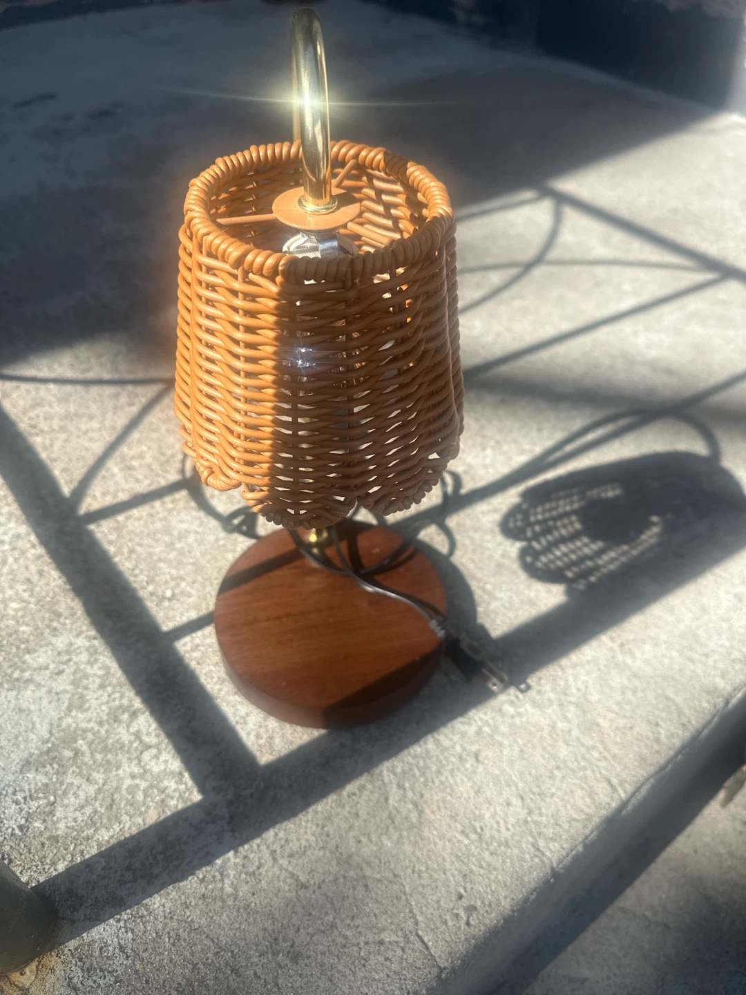 Wicker and Wood Table Lamp