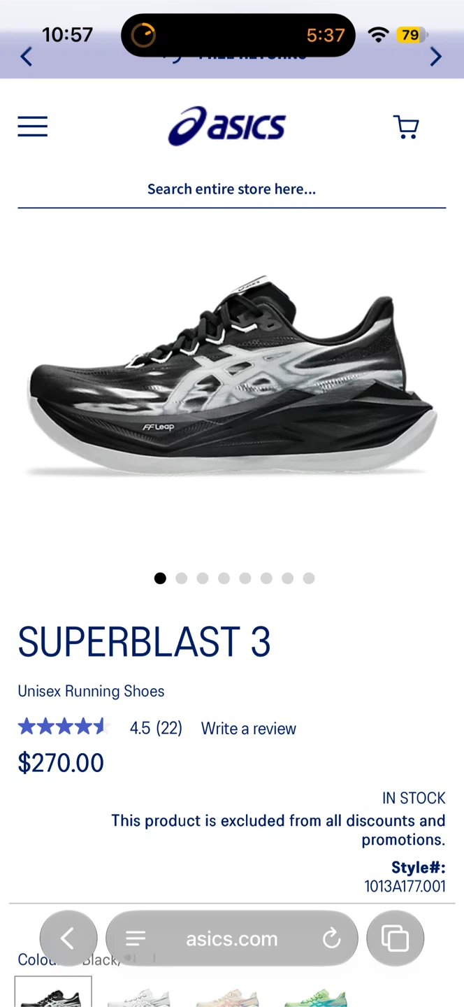 ASICS Superblast 3 - W6/M4.5 - Black - photo 2