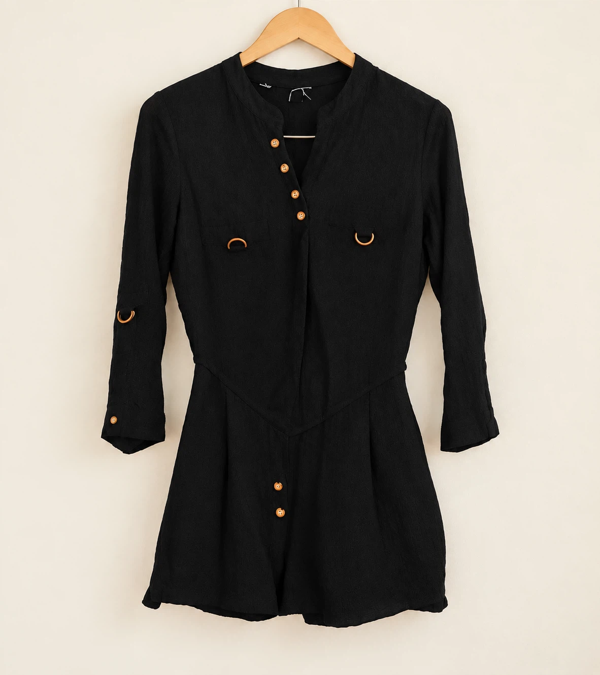 Black Long-Sleeved Romper