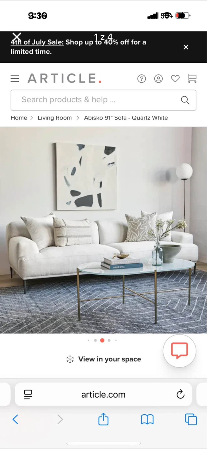 Article Abisko 91" Sofa - Quartz White - photo 2