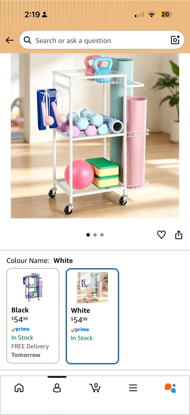 White Metal Storage Rolling Cart
