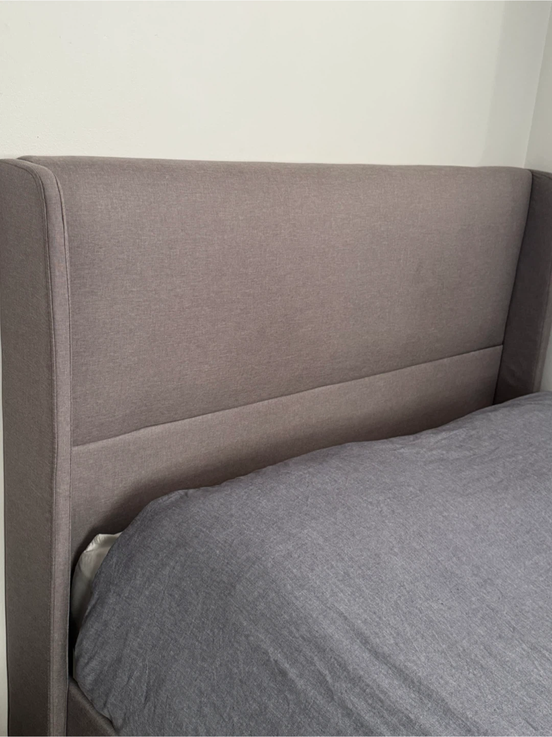 Gray Upholstered Wingback Bed Frame - photo 2