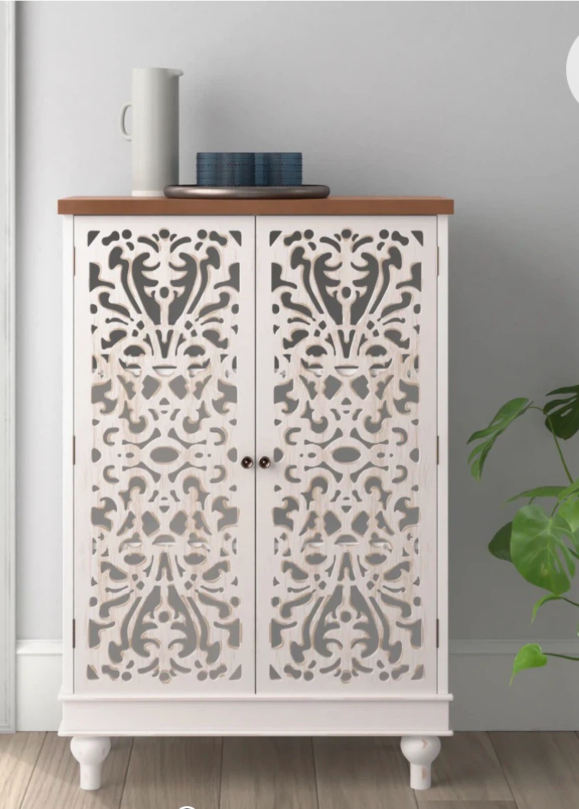 Accent Cabinet with Hollow-Carved Doors-Brand New