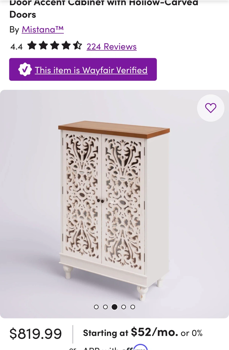 Accent Cabinet with Hollow-Carved Doors-Brand New - photo 5