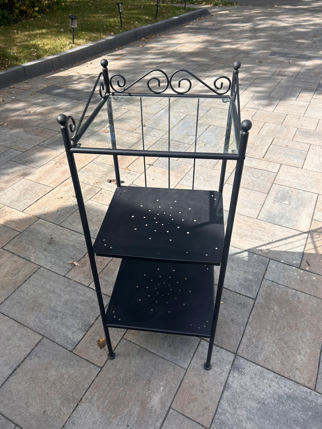 Three-Tier Metal and Glass Display Stand