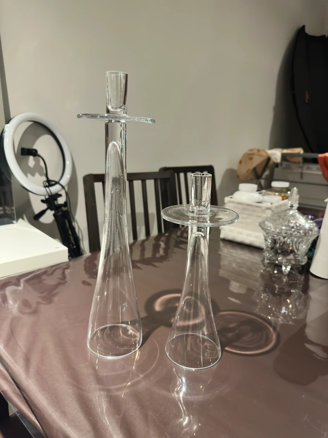 Set of Two Glass Candlestick Holders - photo 2