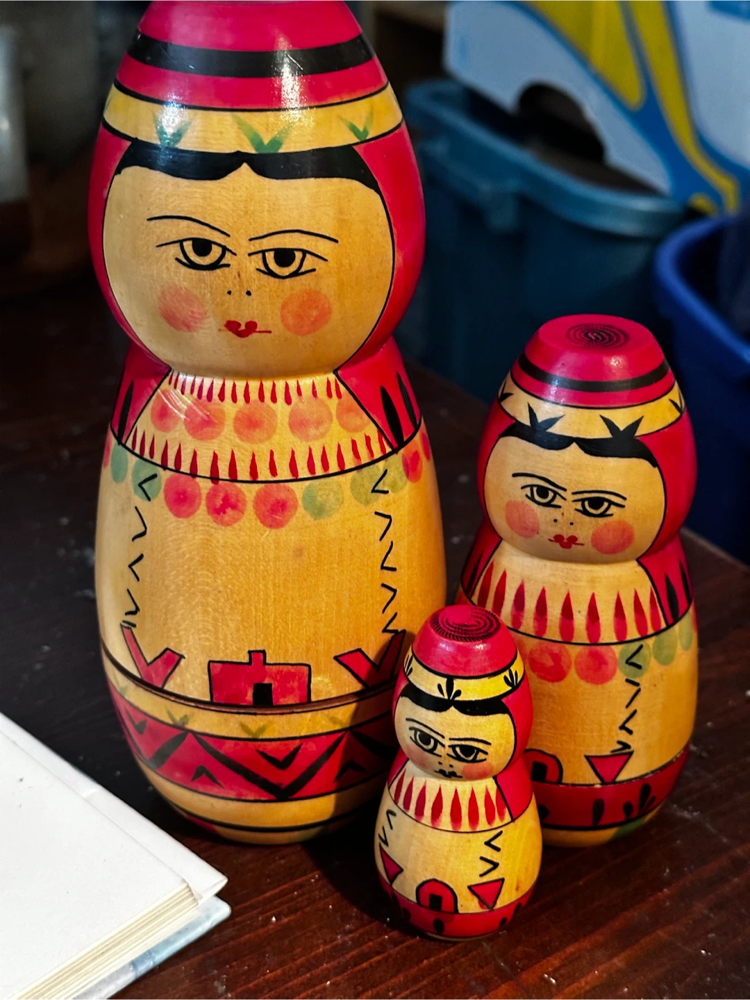 authentic 3-piece vintage Russian Matryoshka nesting doll set