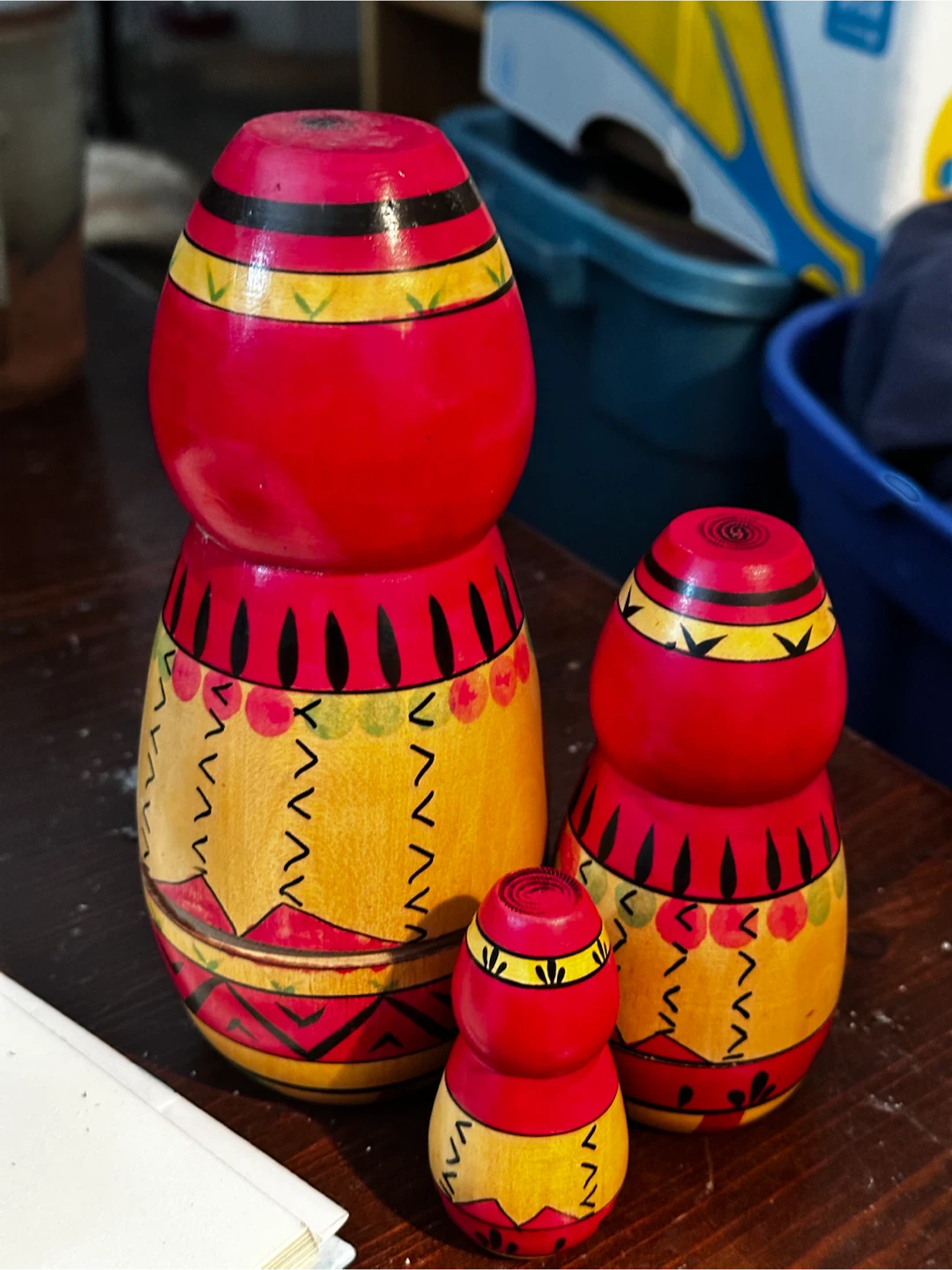authentic 3-piece vintage Russian Matryoshka nesting doll set - photo 3