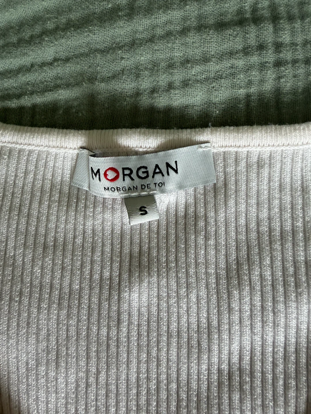 Morgan Cream Ribbed Long Sleeve Top - photo 3