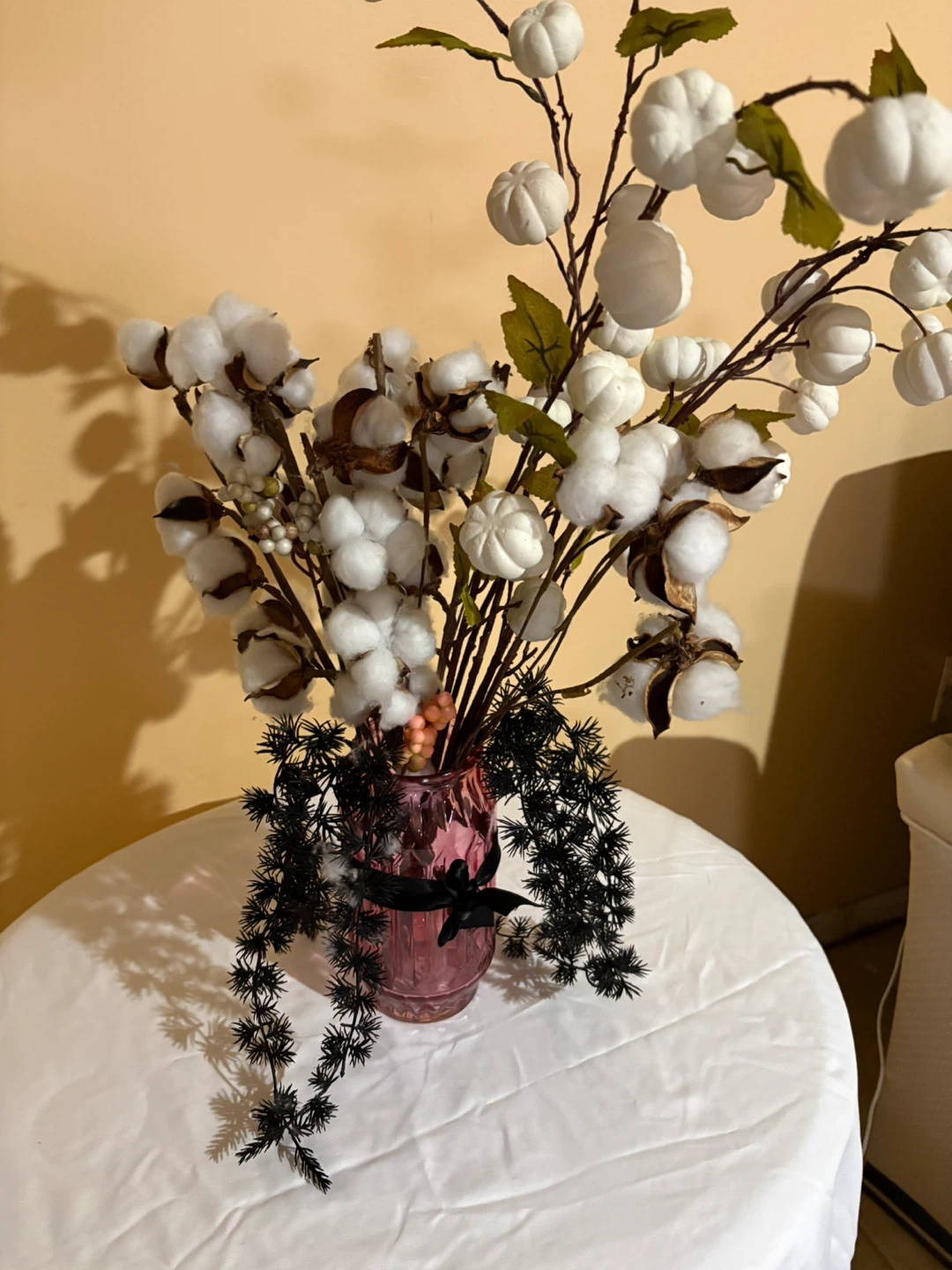 Decoration Artificial Cotton and Pumpkin Floral Arrangement - photo 4