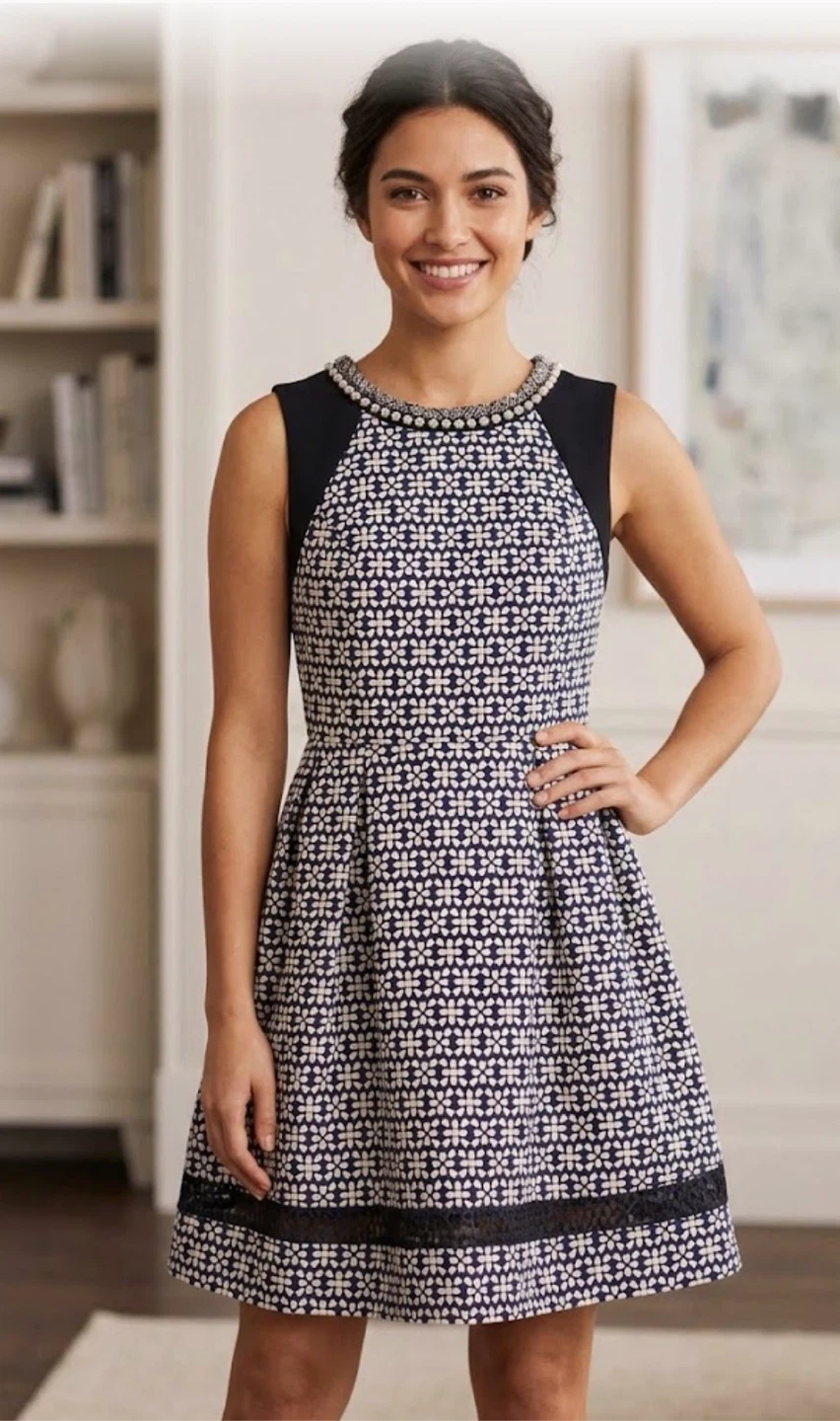 Sleeveless Pearl Neck Dress
