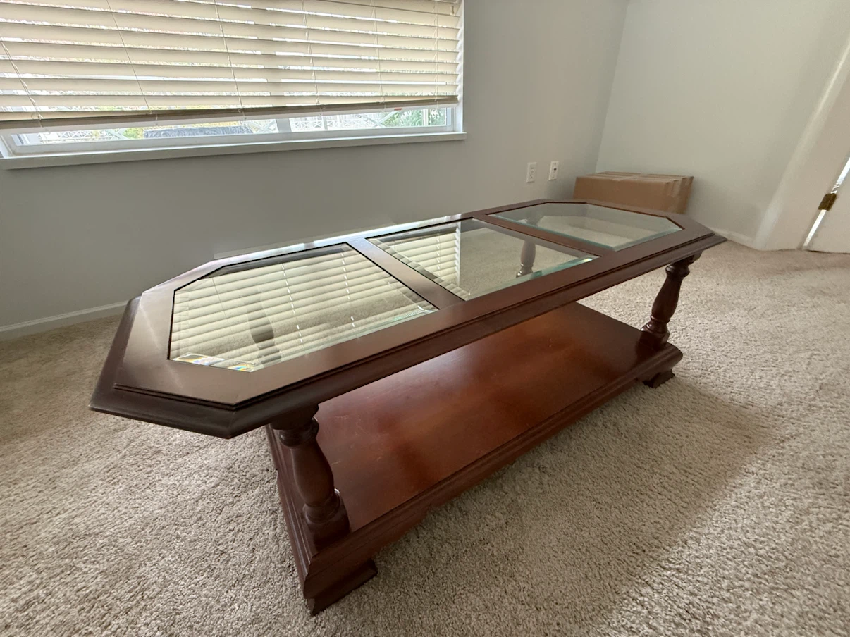 Wooden Coffee Table with Glass Inserts