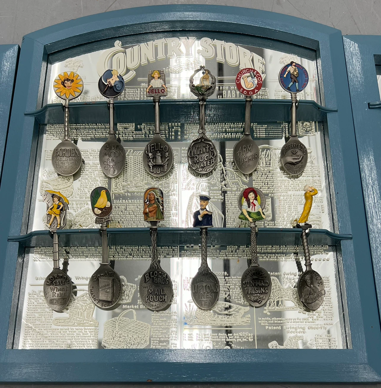 Franklin Mint 1987 Country Store Spoon Collection + Cabinet - photo 2