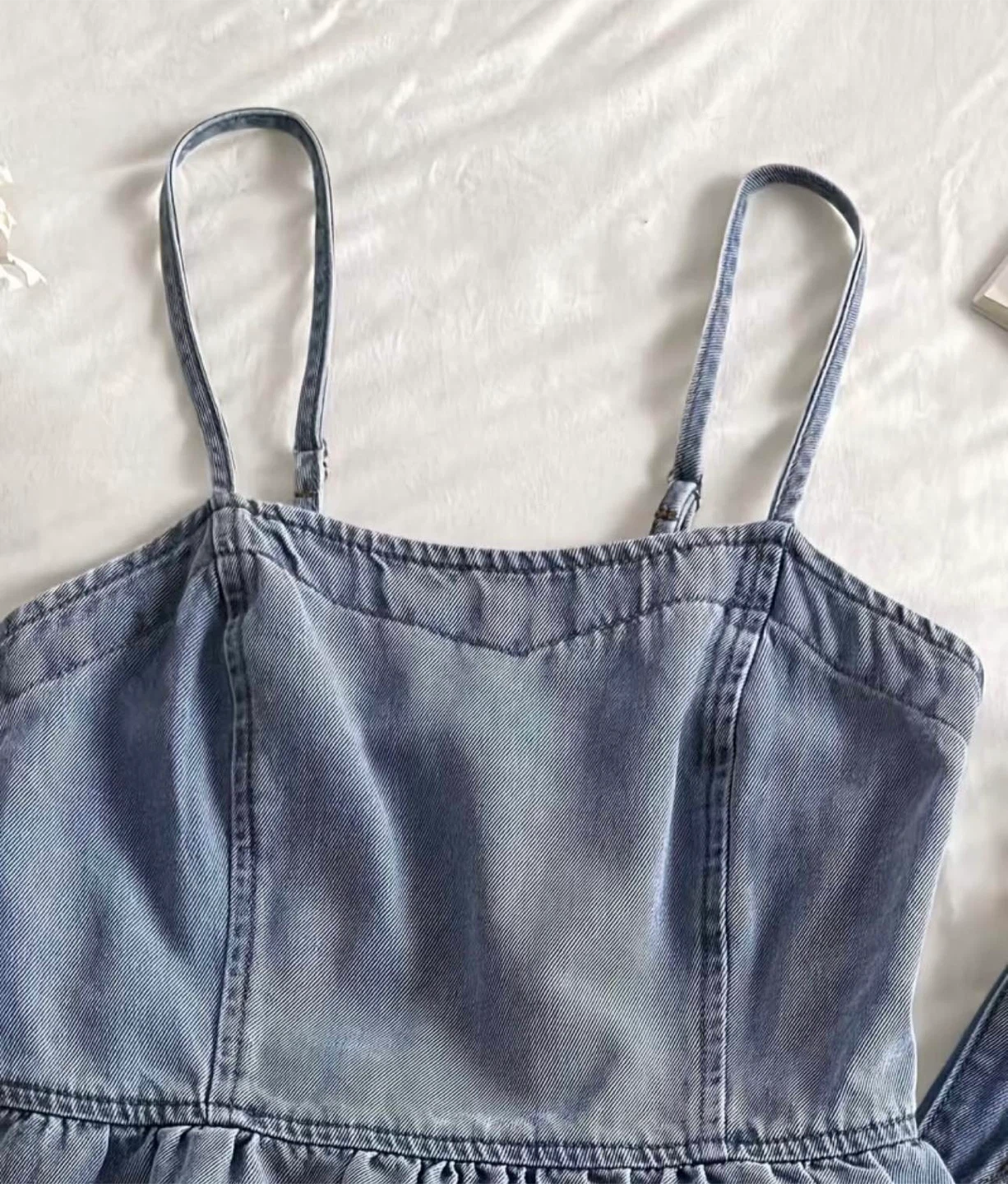 Denim Peplum Top and Wide Leg Trouser Set - photo 5