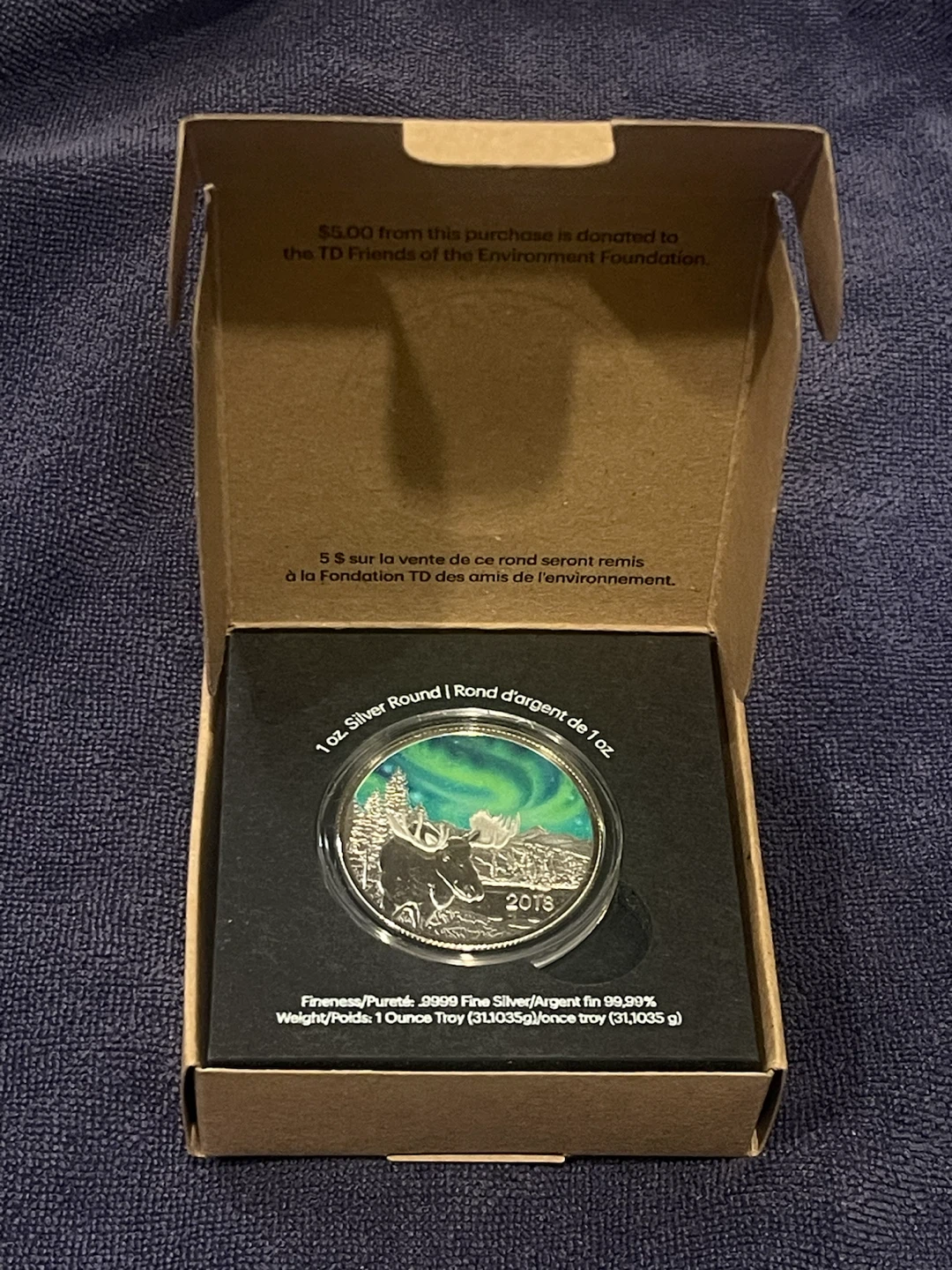 2018 TD Northern Lights 1oz 9999 Fine Silver Round