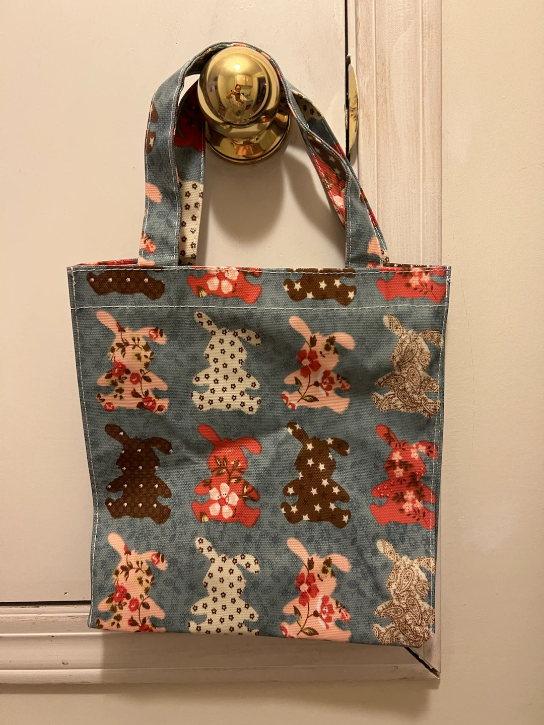Small Bunny Print Fabric Tote Bag