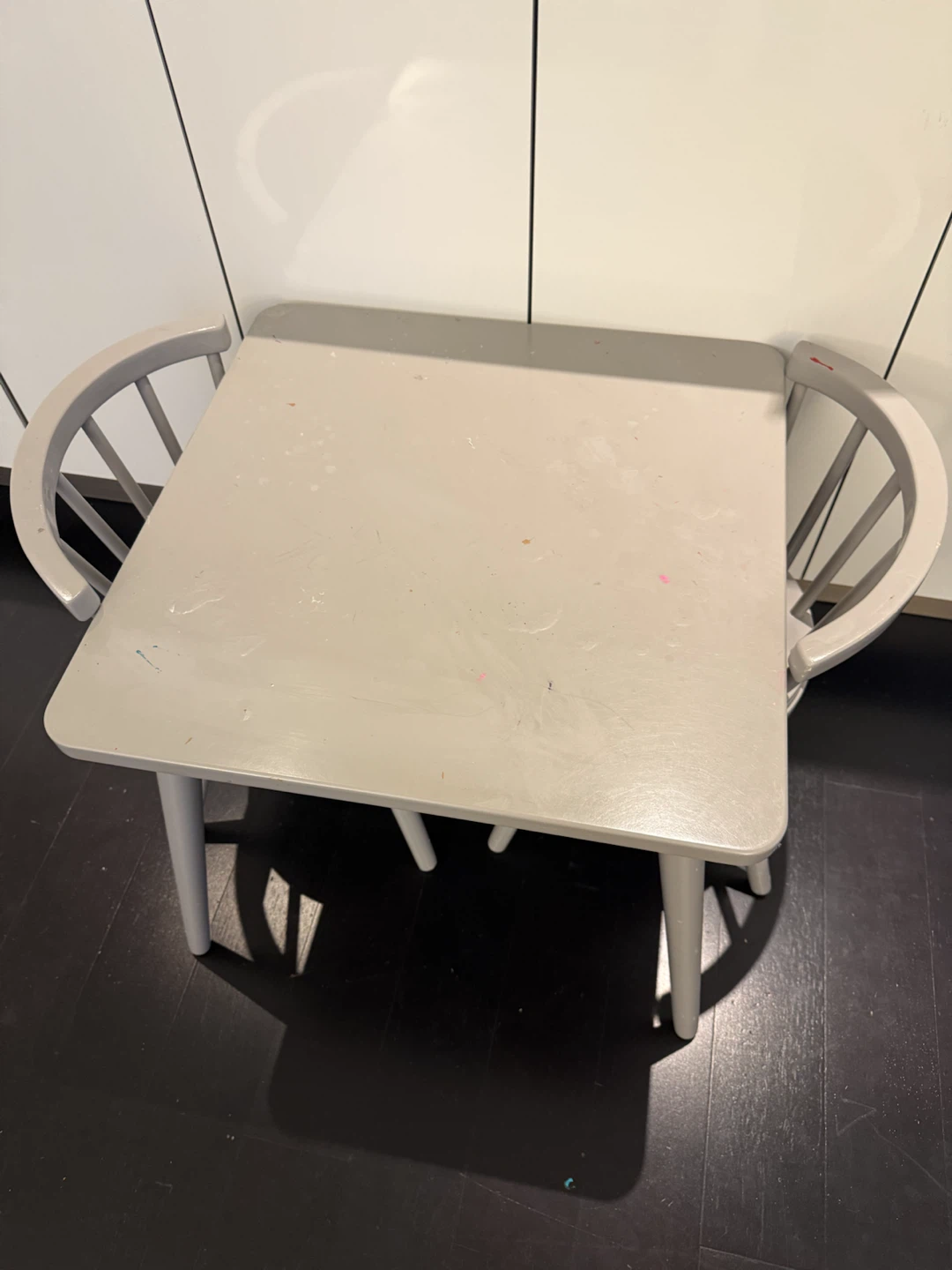 Gray Children's Table and Two Chairs Set