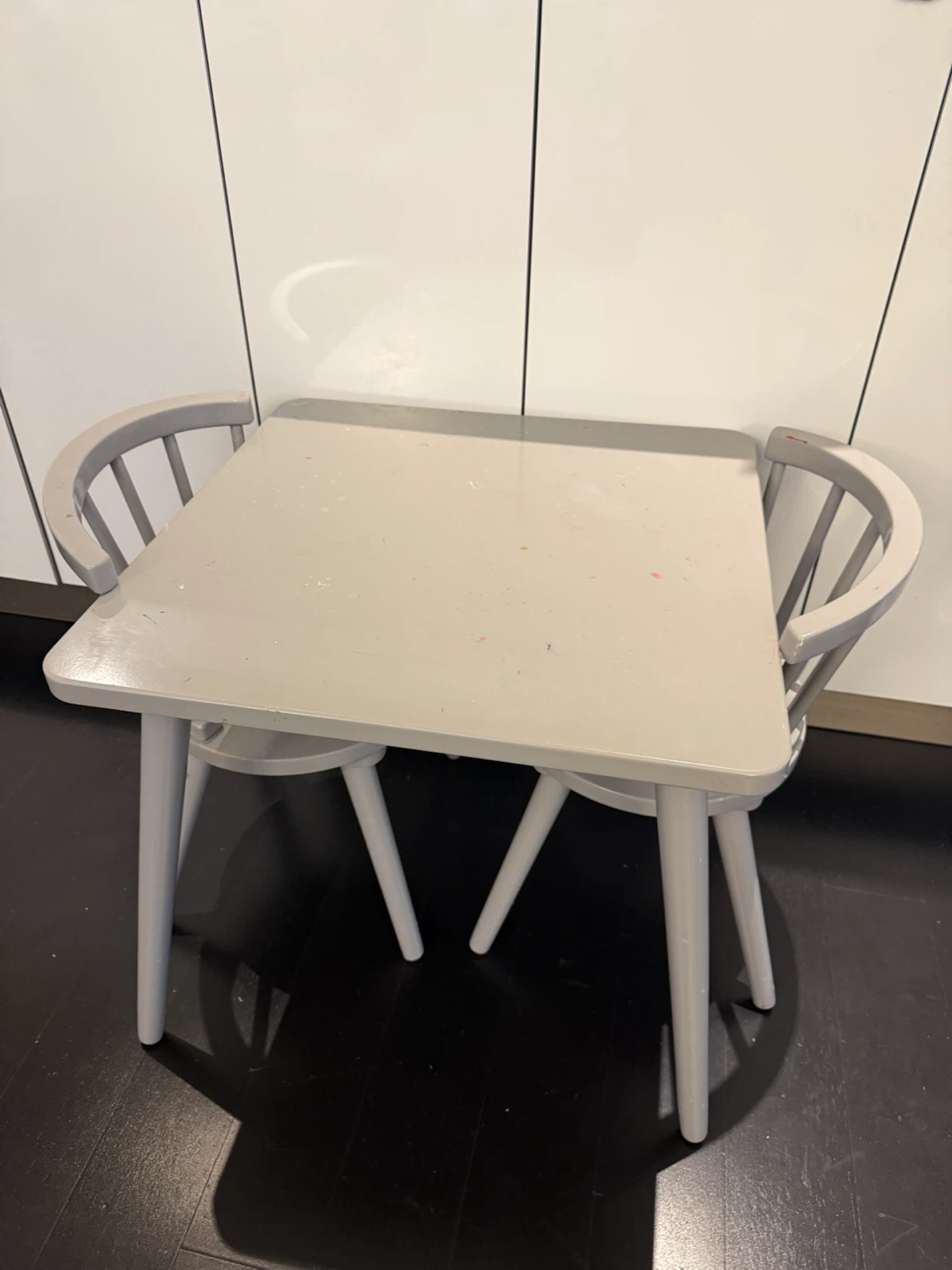 Gray Children's Table and Two Chairs Set - photo 2