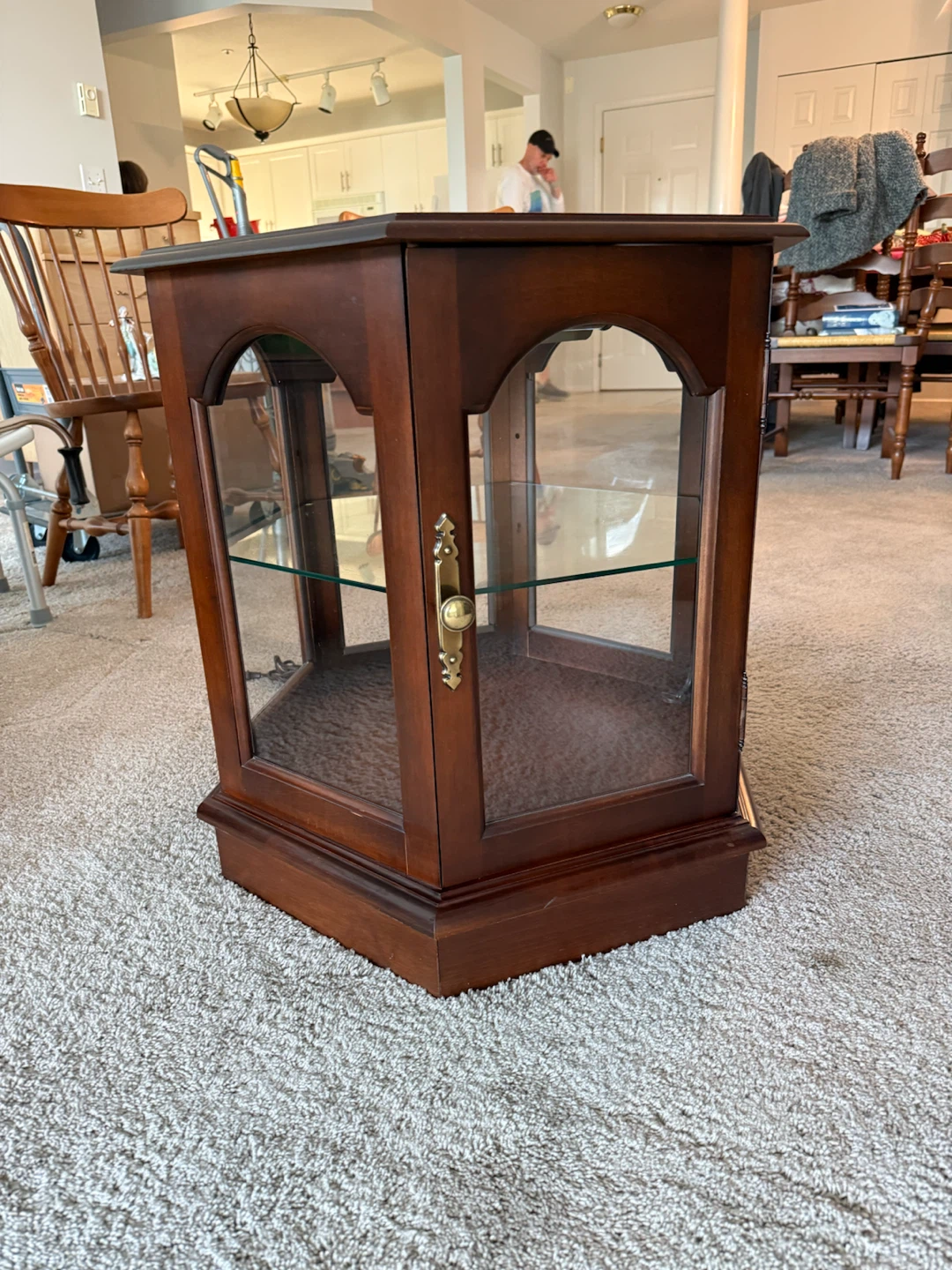 Wooden Hexagonal Display Cabinet