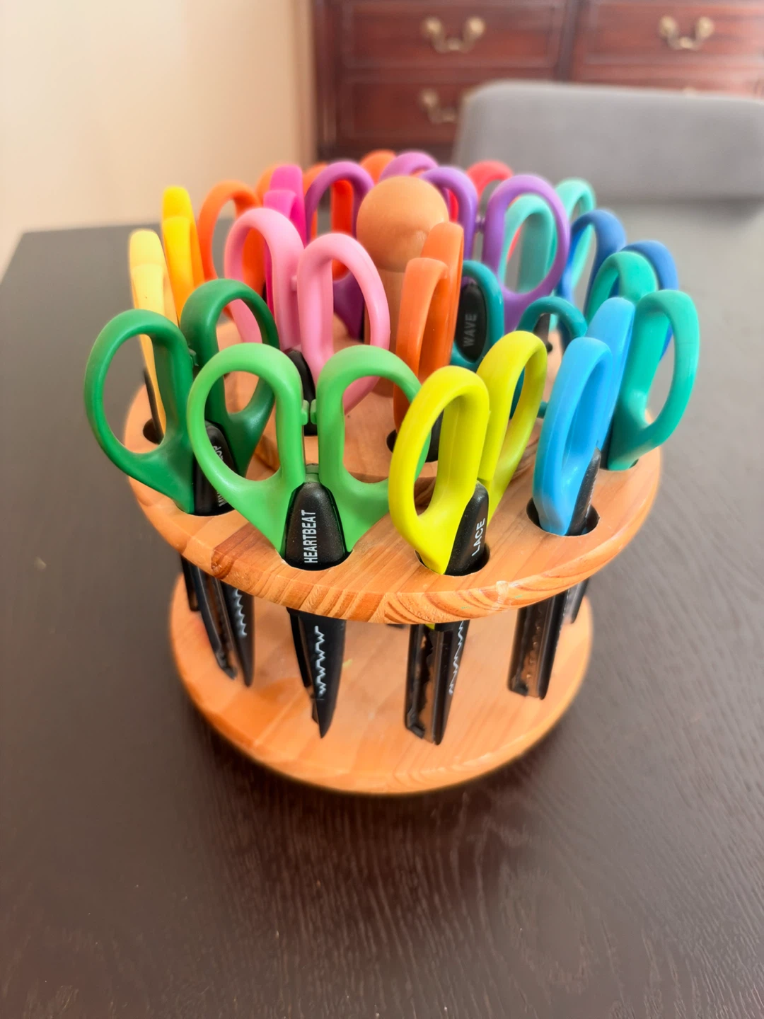 Set of 18 Decorative Craft Scissor Set with Wooden Holder