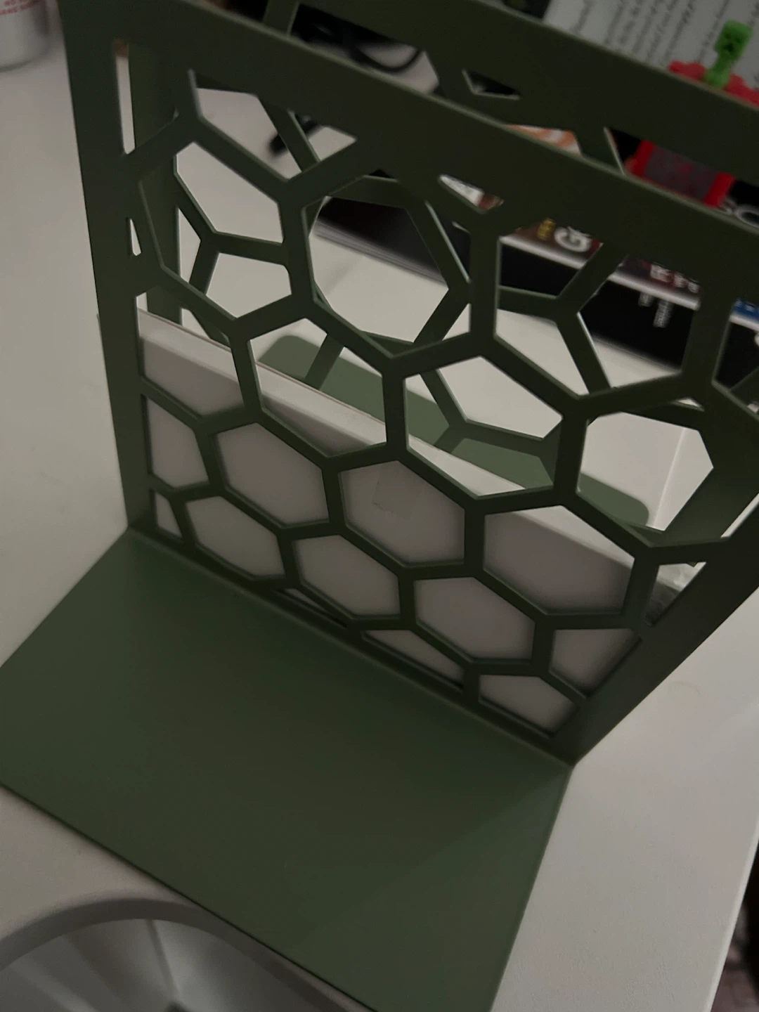 Green Metal Honeycomb Bookend