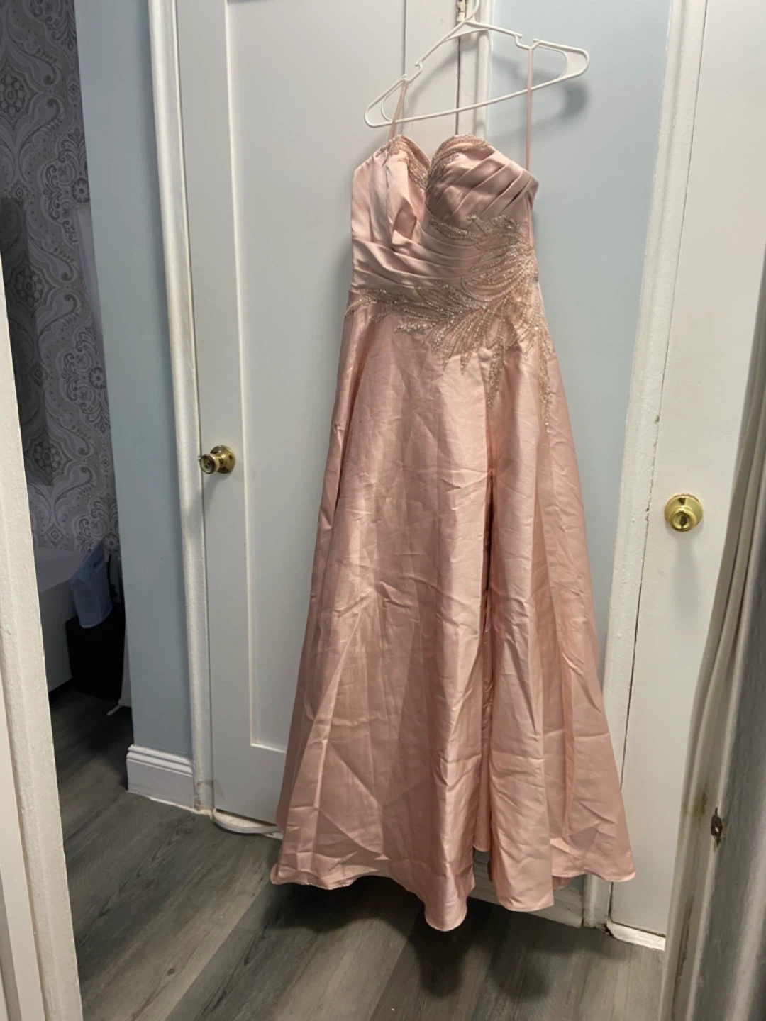 Blush Pink Strapless Formal Gown with Beading - photo 4