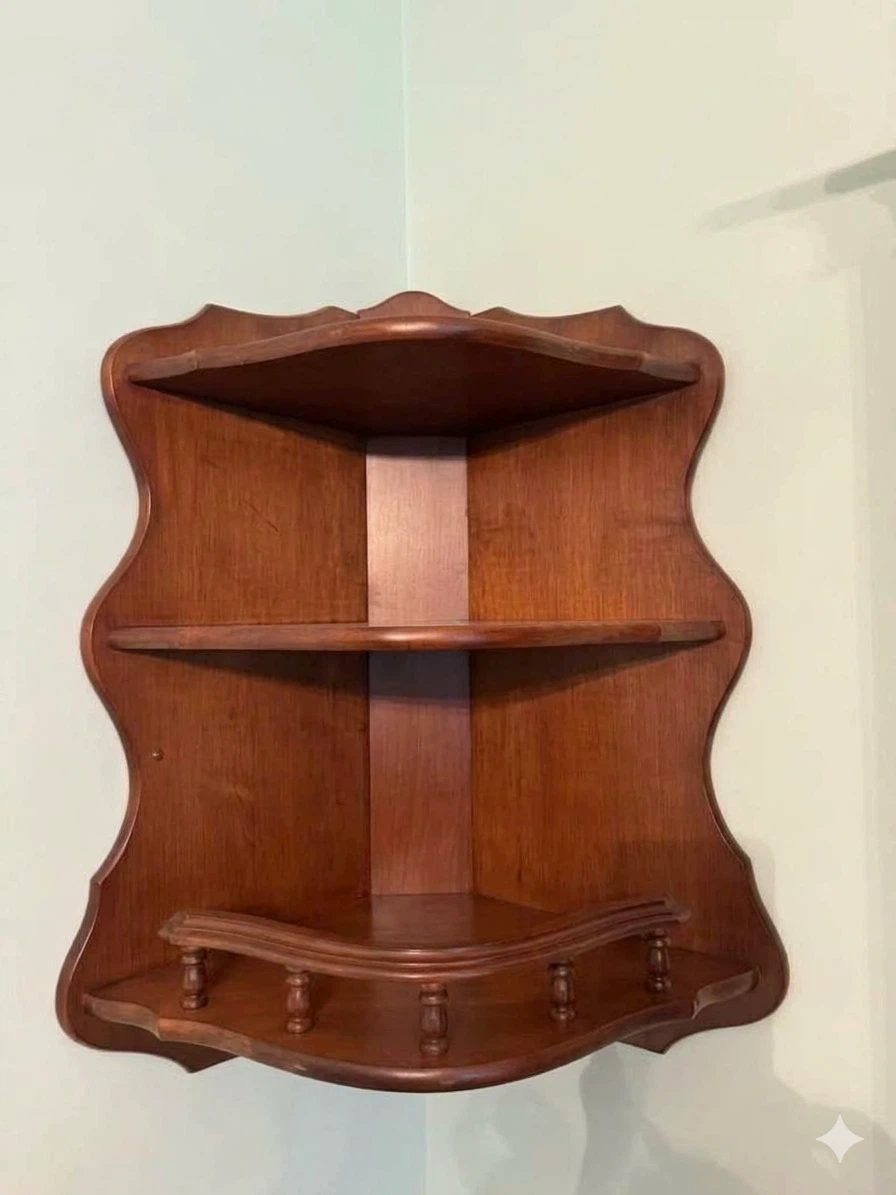 Vintage Wooden Corner Wall Shelf