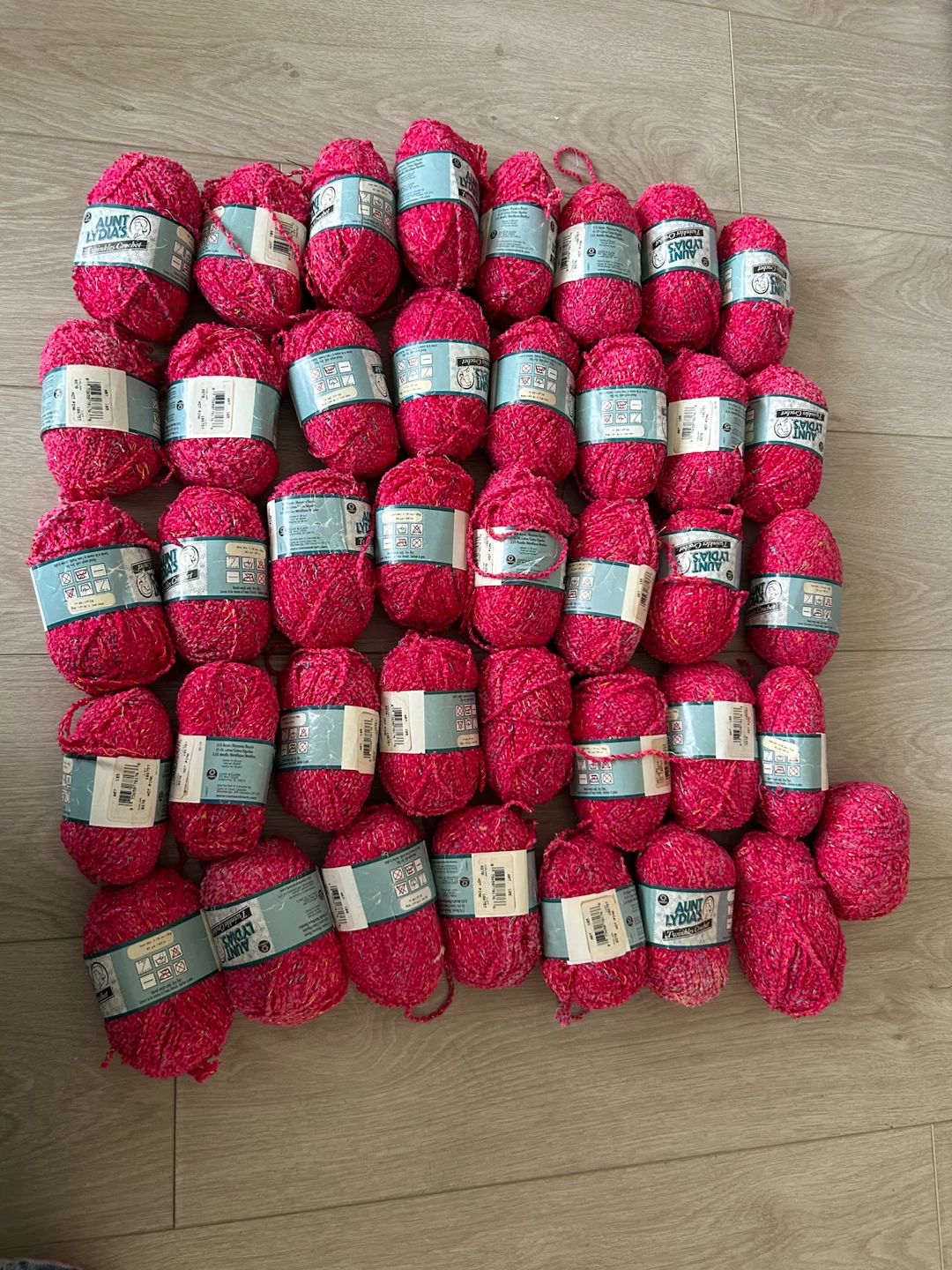 Aunt Lydia's Twinkles Crochet Yarn, Hot Pink, 39 Skeins