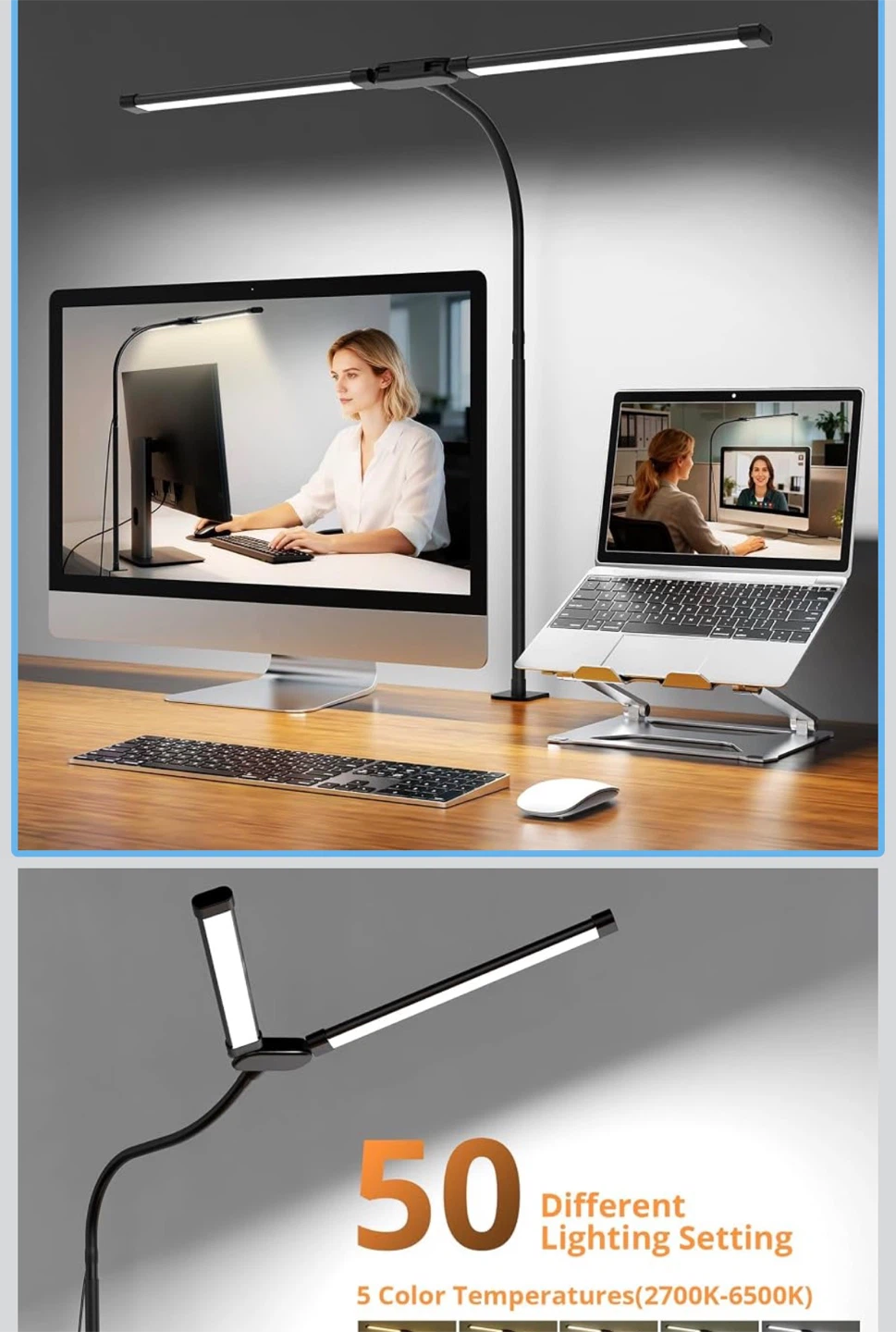 Double Head LED Desk Lamp 61*67 cm Ultra Wide - photo 4