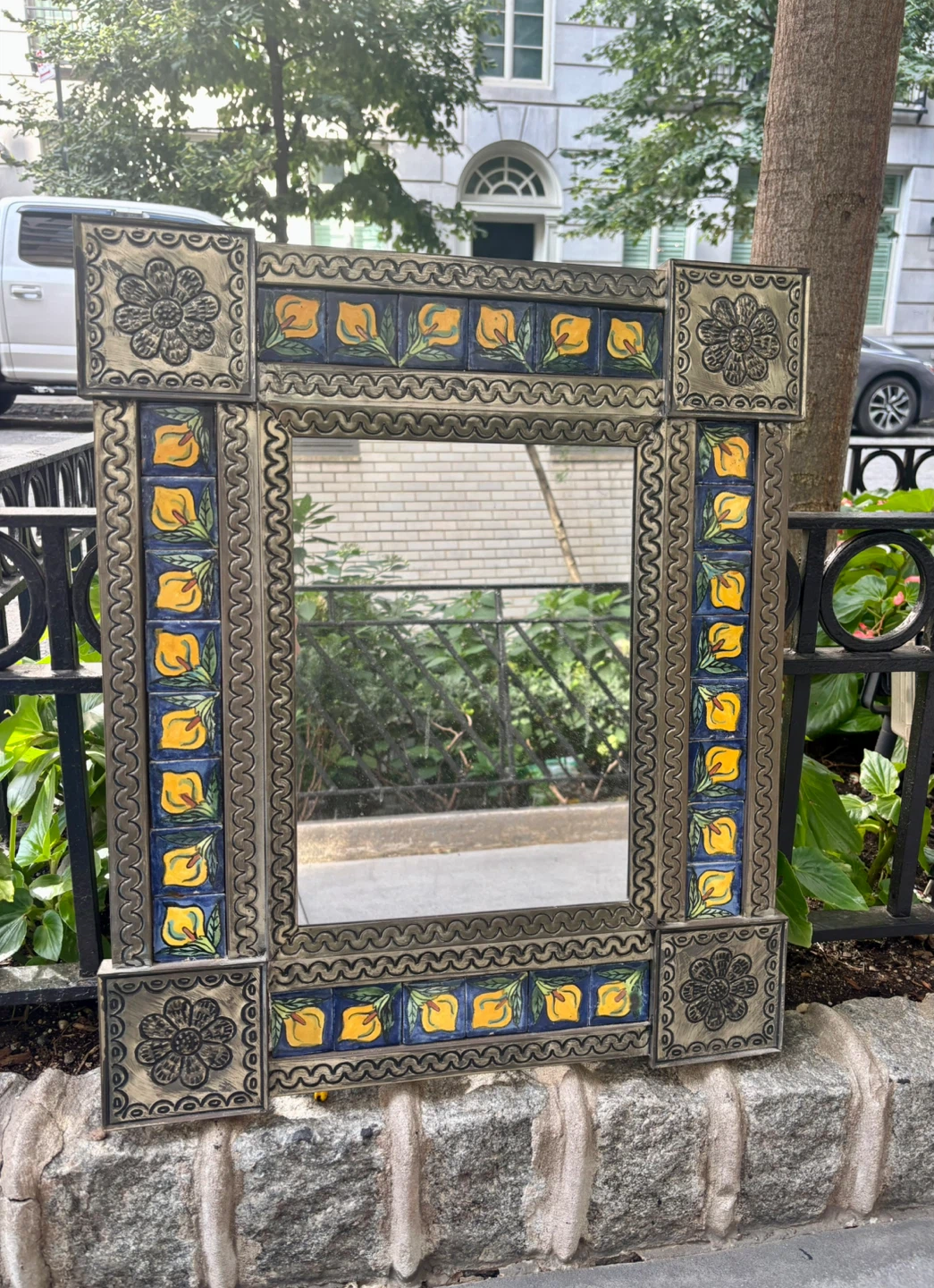 Beautiful Mexican Tin Mirror "Folk Art" - photo 2
