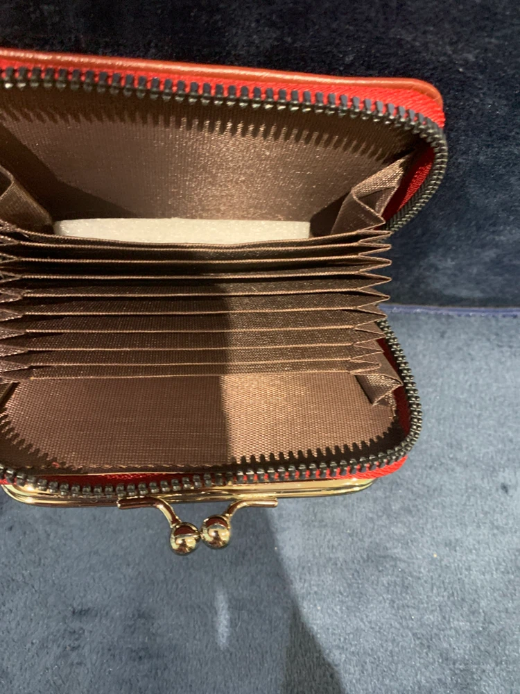 Small Red Faux Leather Accordion Card Wallet - photo 2