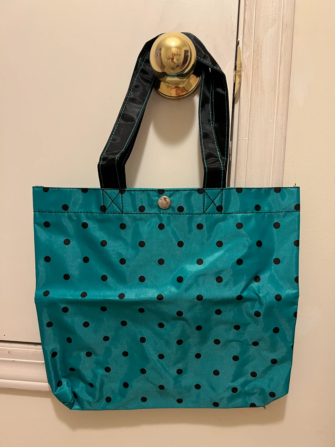 Teal Polka Dot Tote Bag