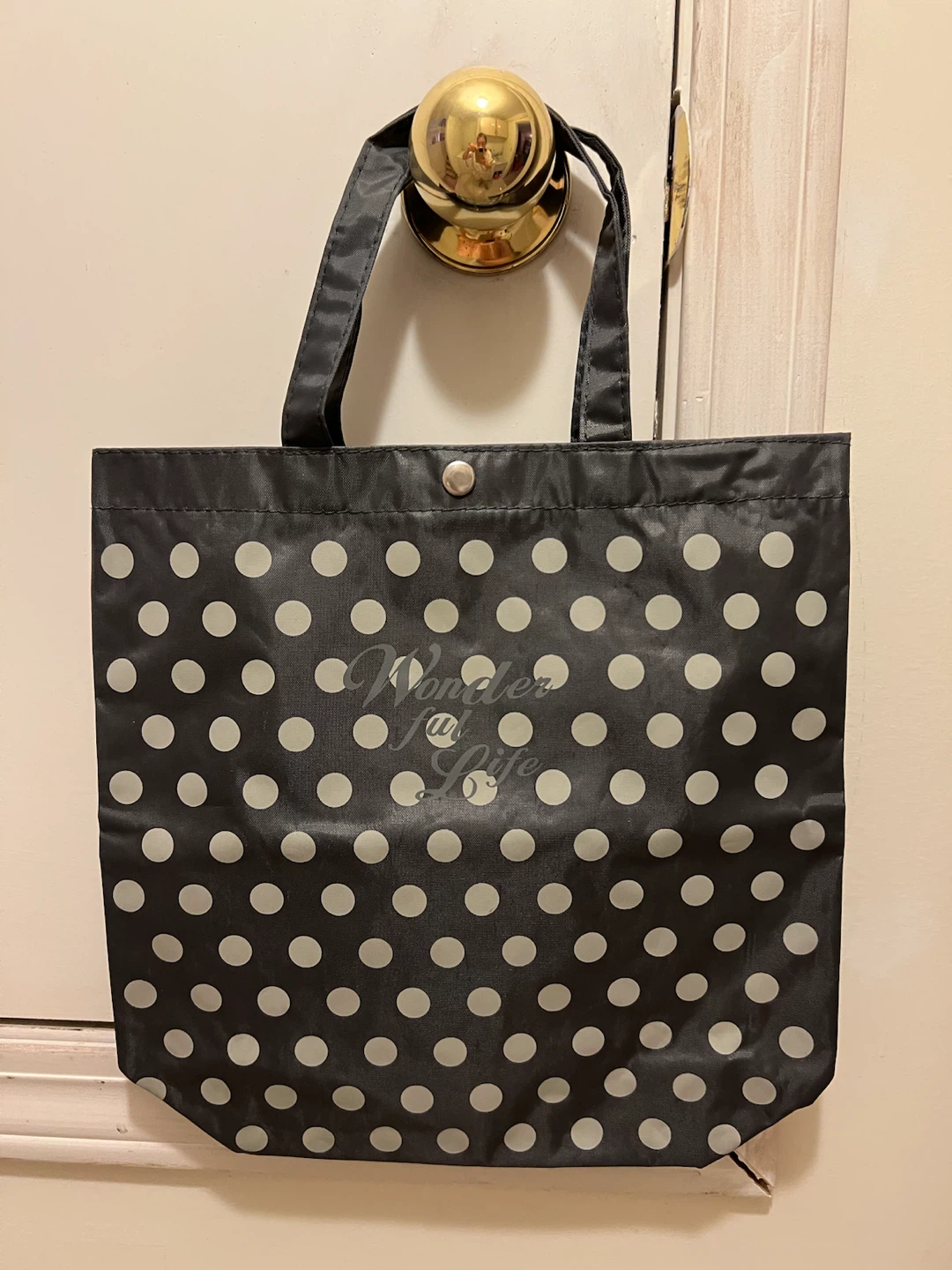 Wonder for Life polka dot tote bag