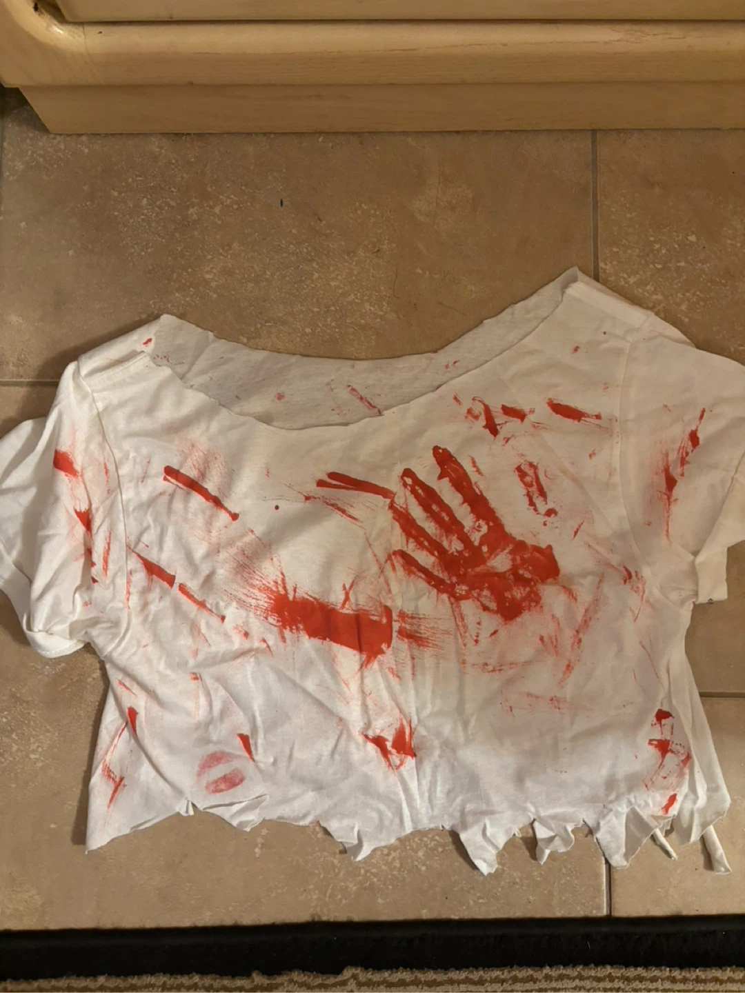 White Blood Splatter Crop Top