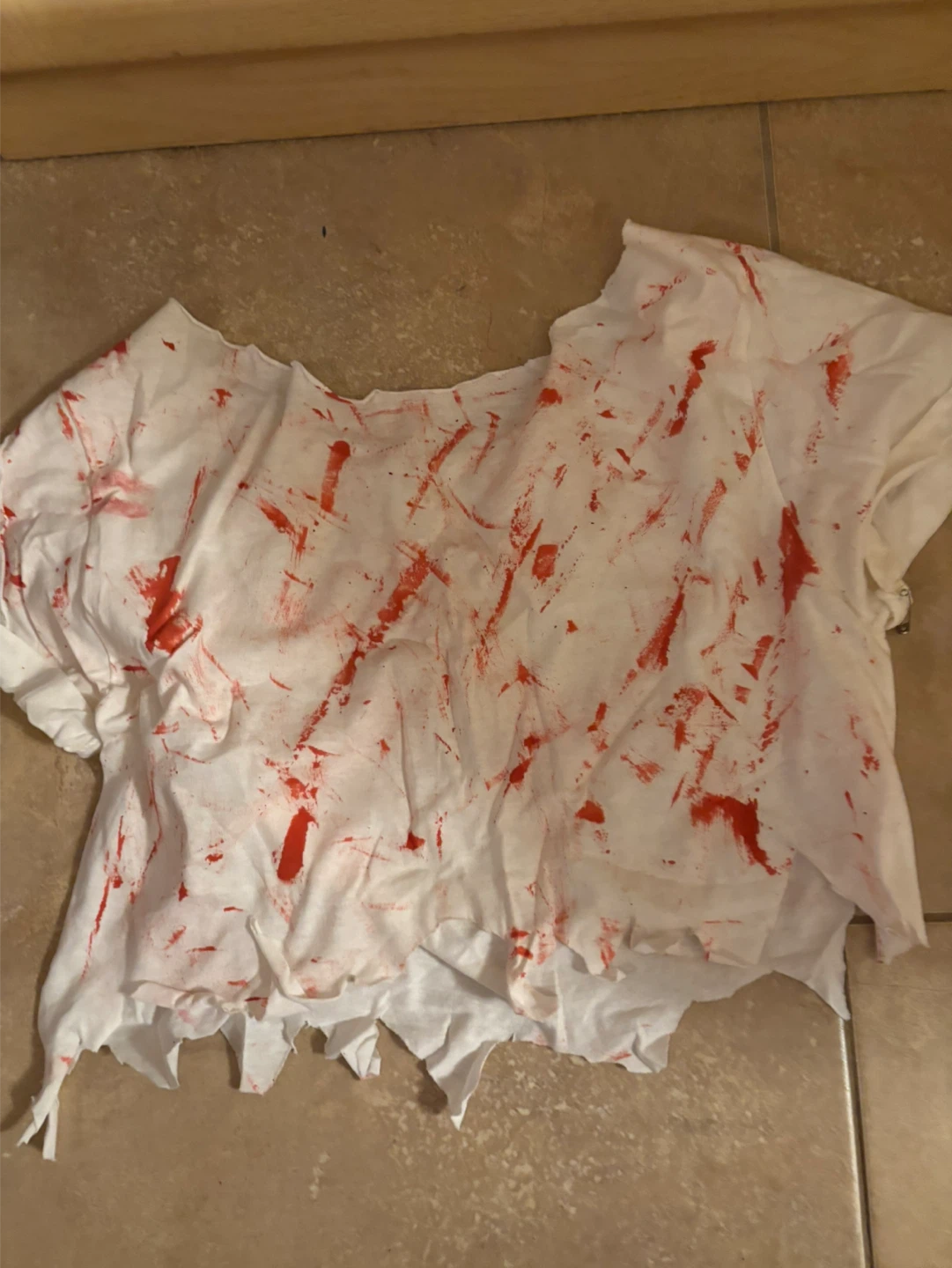 White Blood Splatter Crop Top - photo 2
