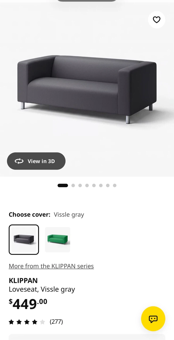 Ikea klippan love seat sofa with free pillows
