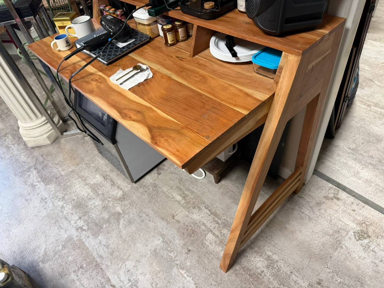 Solid Wood Writing Desk with Raised Shelf - photo 2