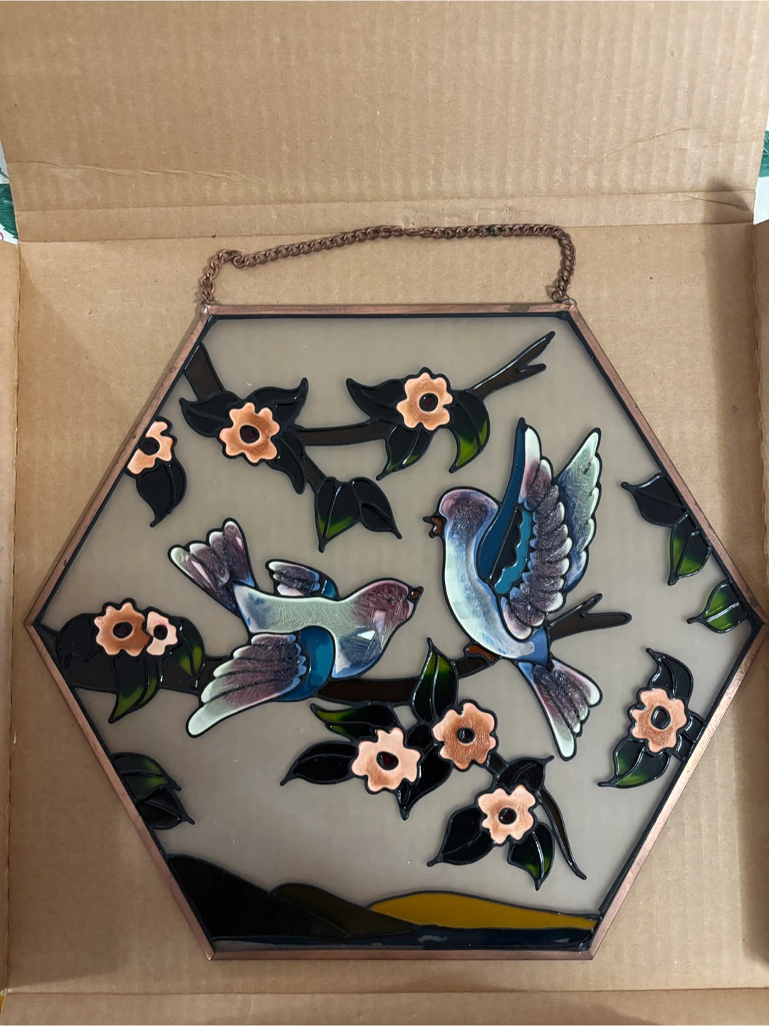 Northern Lights Hand Painted Glass Hanging