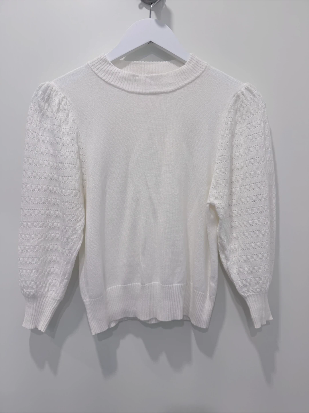 Monk & Lou White Puff Sleeve Sweater
