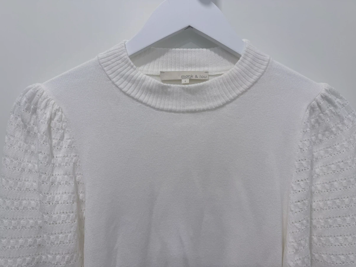 Monk & Lou White Puff Sleeve Sweater - photo 2