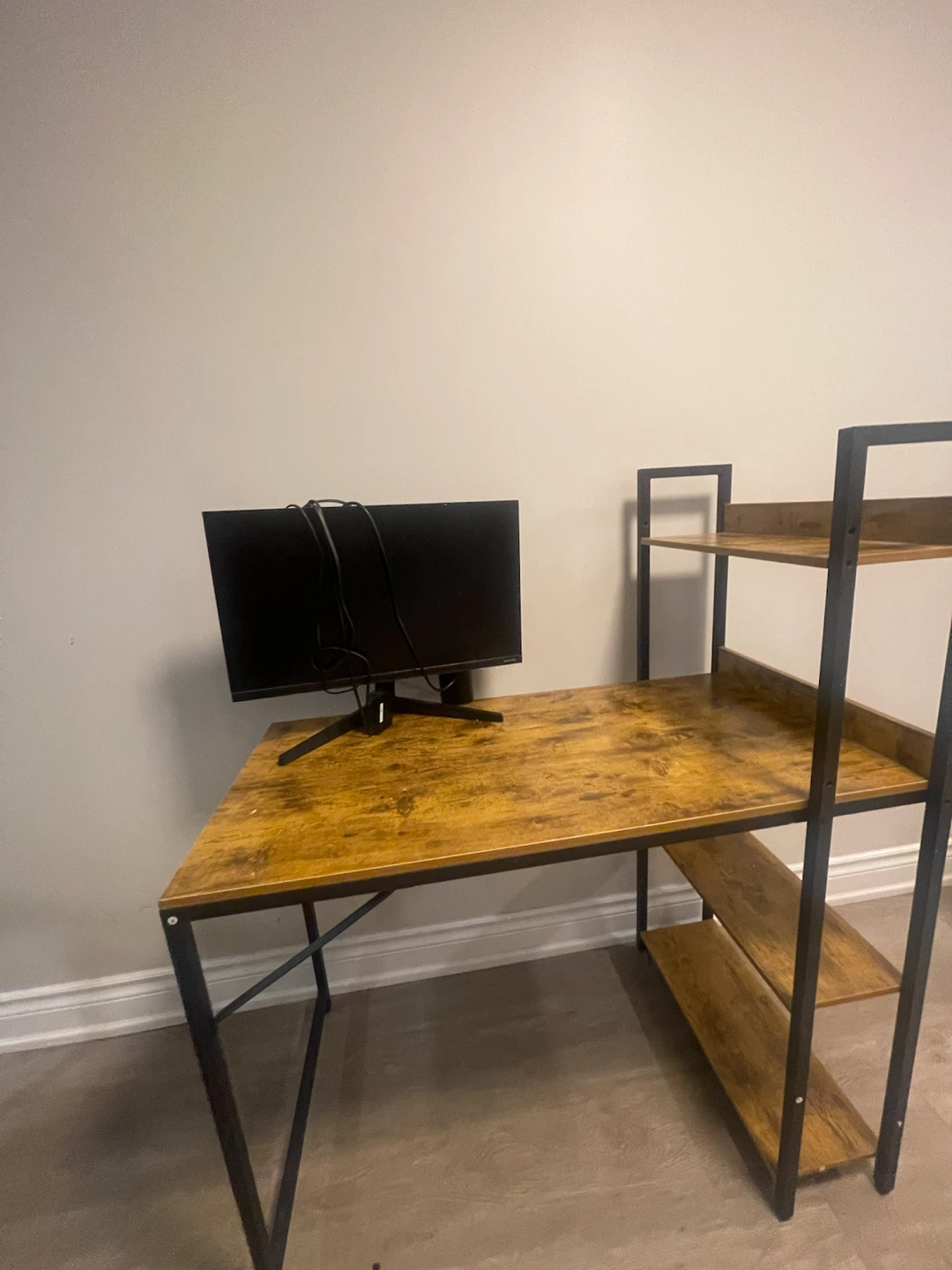 Industrial style computer desk with shelves - photo 2
