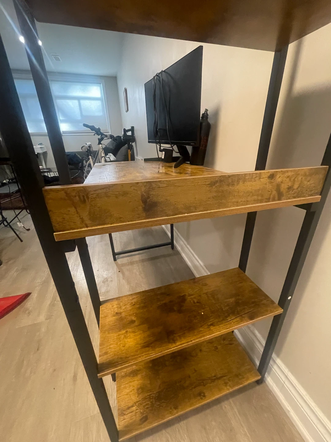 Industrial style computer desk with shelves - photo 4