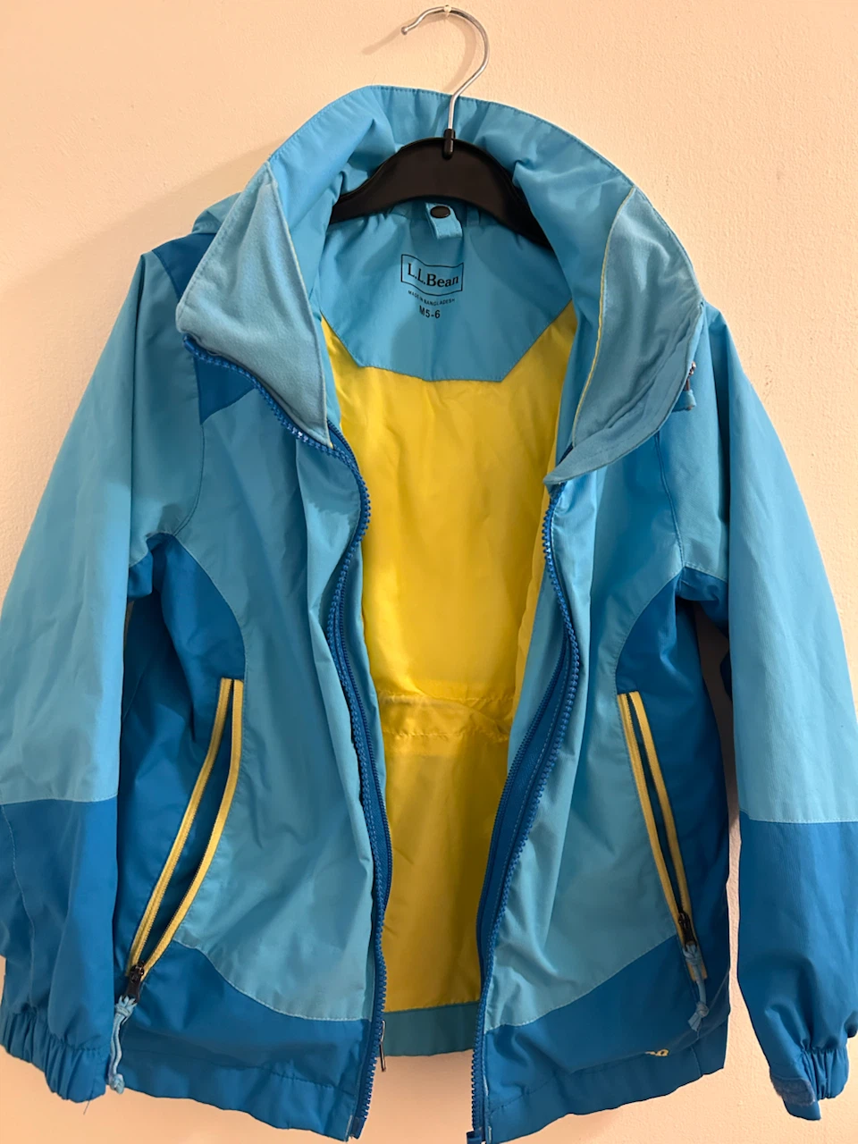 L.L.Bean Kids' Rain Jacket Blue and Yellow