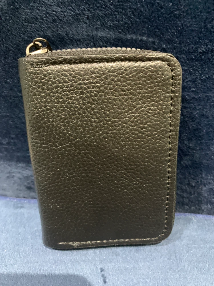 Black Leather Accordion Card Holder