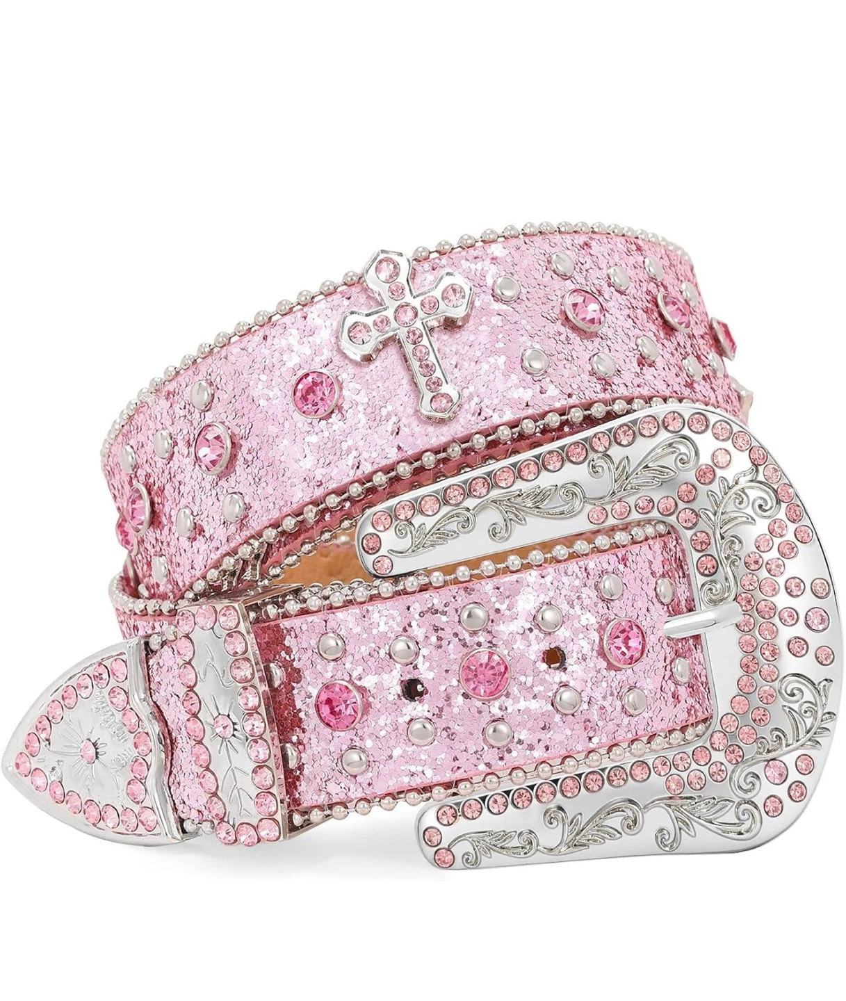 Balteus Pink Sparkly Rhinestone Leather Belt