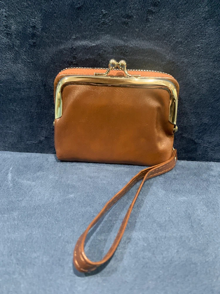Brown Accordion Style Wristlet Wallet