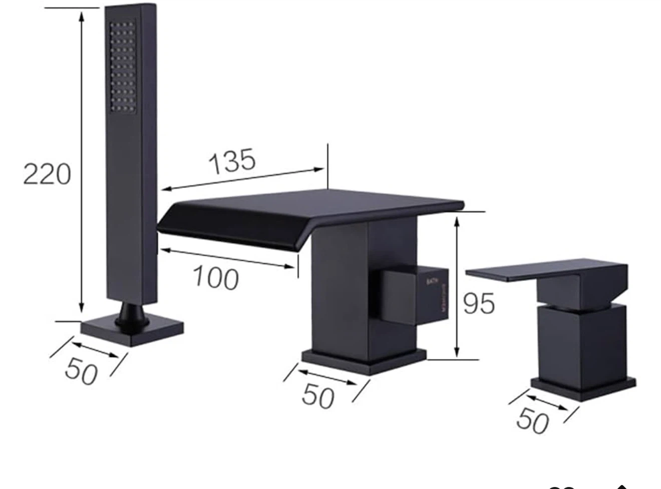 Waterfall Roman Tub Faucet Set - Matte Black - photo 2